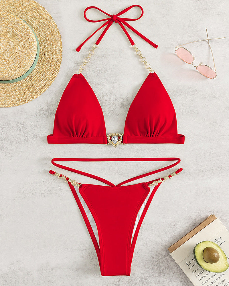 Dame Triangel-Bikini med elegante smykkedetaljer Skovae