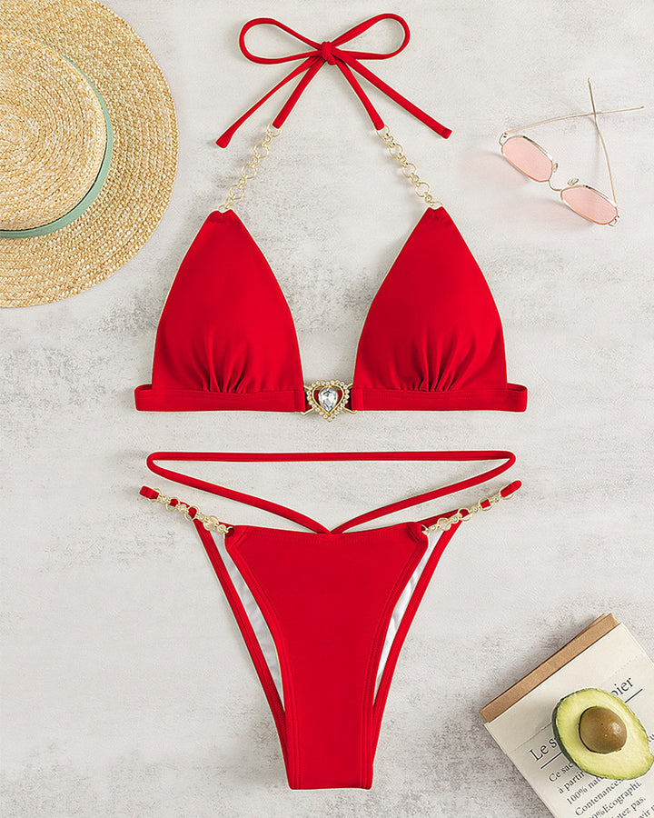 Dame Triangel-Bikini med elegante smykkedetaljer Skovae