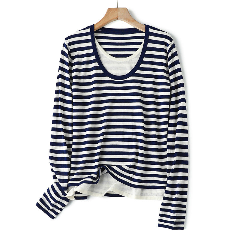 Femme Casual Relaxed Fit Stribet Langærmet Top Stilla