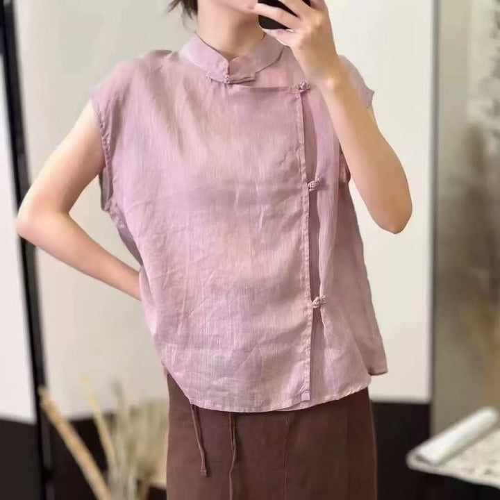 Dame Elegant Kortærmet Chiffonbluse Stilla