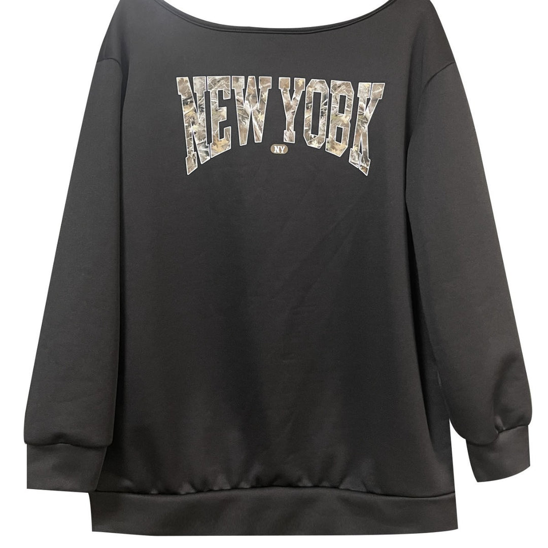 Femme Off-Shoulder Grafik Sweatshirt Stilla