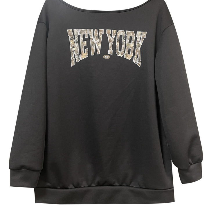 Femme Off-Shoulder Grafik Sweatshirt Stilla