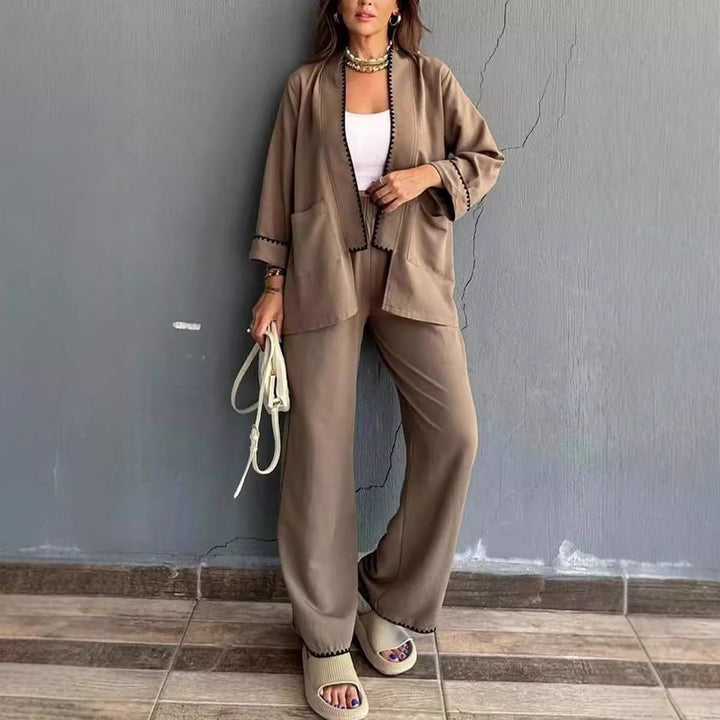 Stilla | Lounge Jumpsuit Løs Pasform Bredde Ben Blazer med Lommer