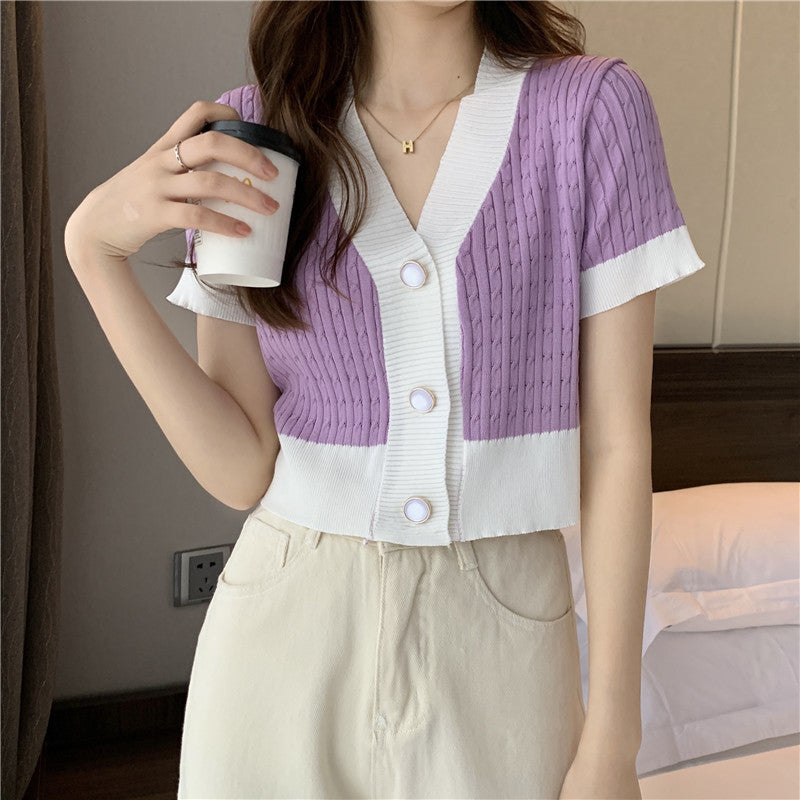 Femme Kabelstrik Kortærmet Cardigan Top Stilla