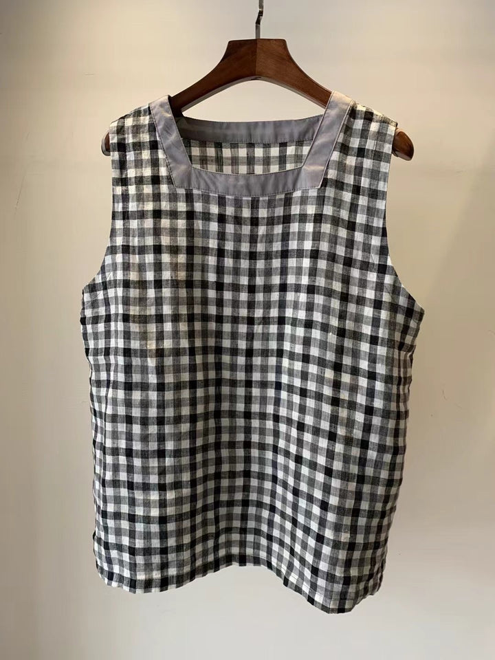 Femme Stilfulde Gingham Ærmeløst Top Stilla