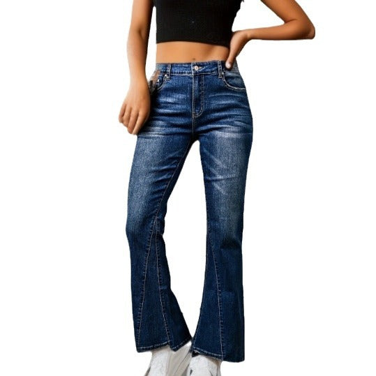 Dame Flared Jeans i elegant snit med høj talje og markante sømme Stilla