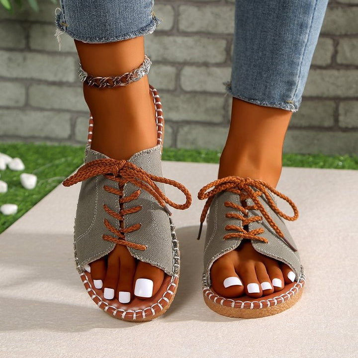 Dame trendy Loose-Fit sandaler med snørelukning Stilla