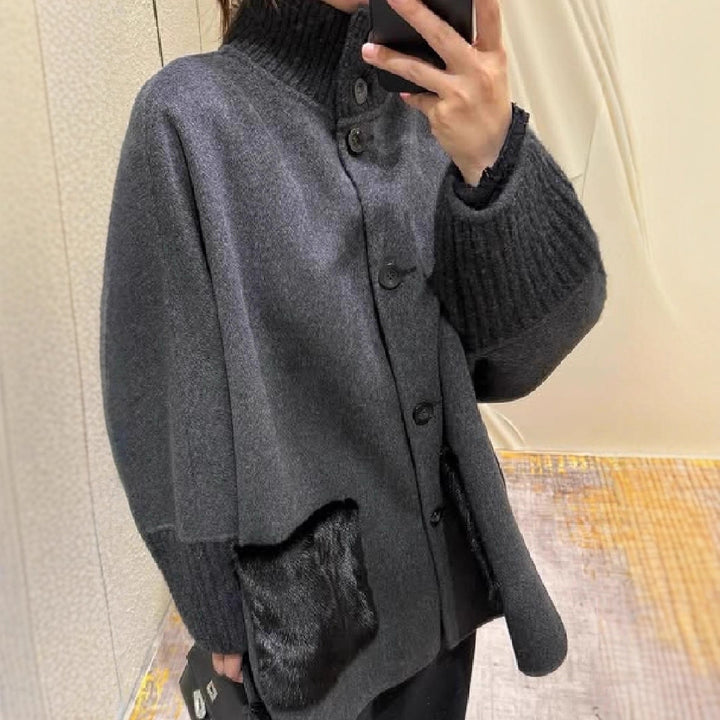 Kvinder Plus Size Uld Jakke med Unikke Detaljer Stilla