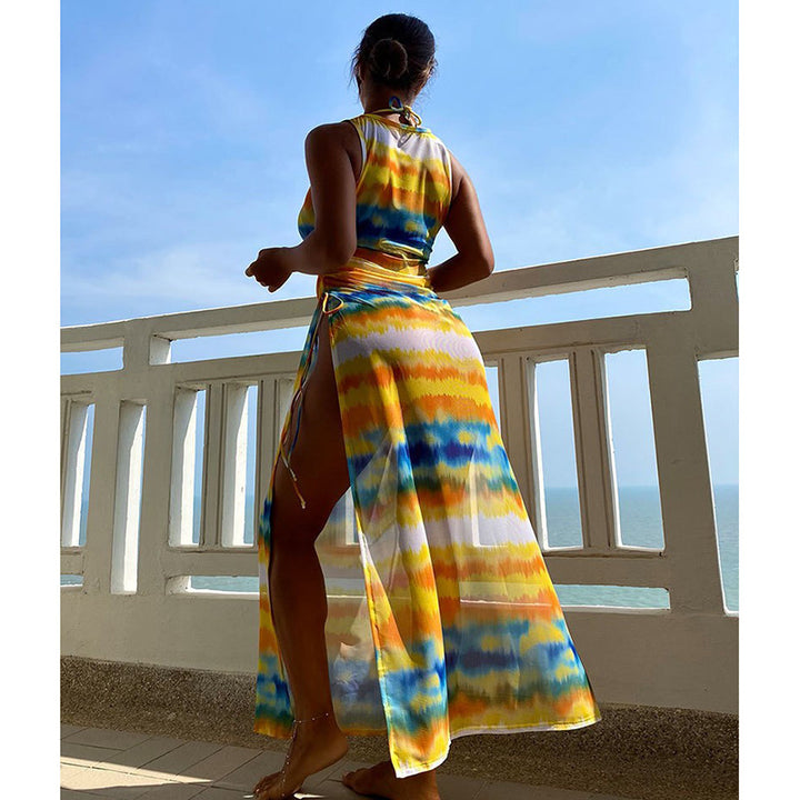 Dame Maxikjole med trendy wrap-design Skovae