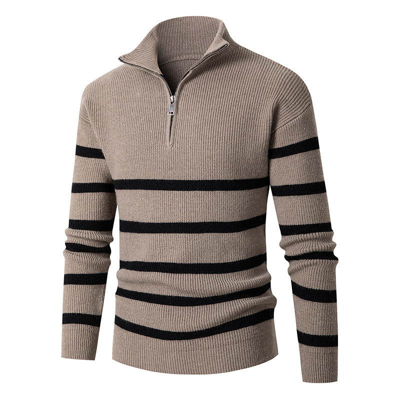 Herre Høj Hals Stribet Pullover Sweater Stilla