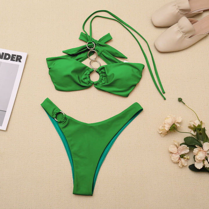 Femme Ring-akcentueret flettet Bikini Sæt Stilla