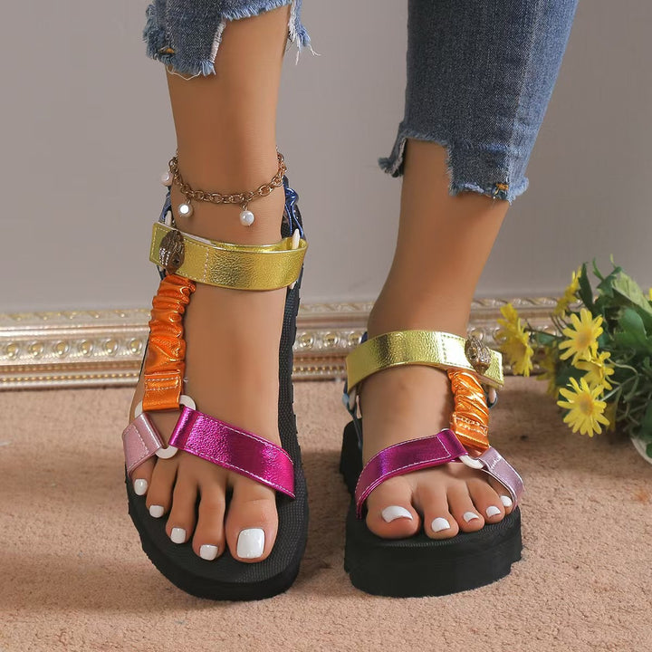 Dame Trendy Sandaler med elastiske Remme og moderne Farvedesign Stilla