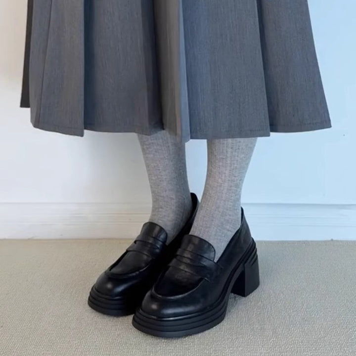 Dame Chunky Hæl Loafers med detaljeret broderi Stilla