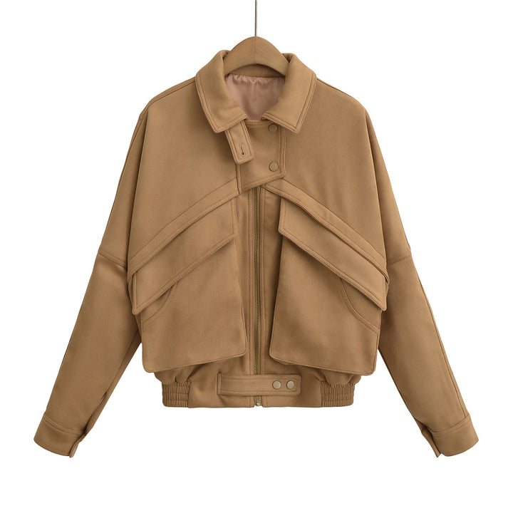 Dame elegant oversized jakke med moderne snit og spændende draperingselementer Stilla