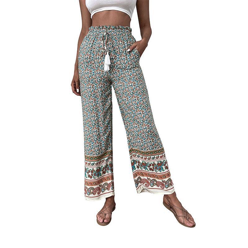 Dame Bohemian Floral Bred Bukser Stilla