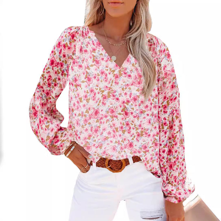 Dame blouse med blomstret design og bredt snit Stilla