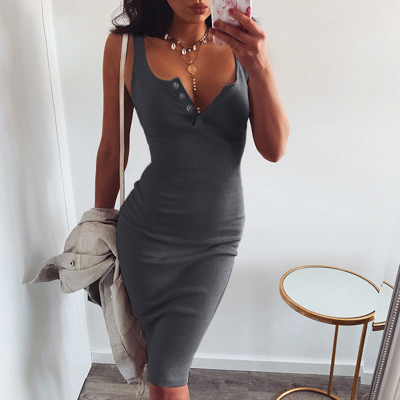 Dame Ribstrik Bodycon Midi Kjole Stilla