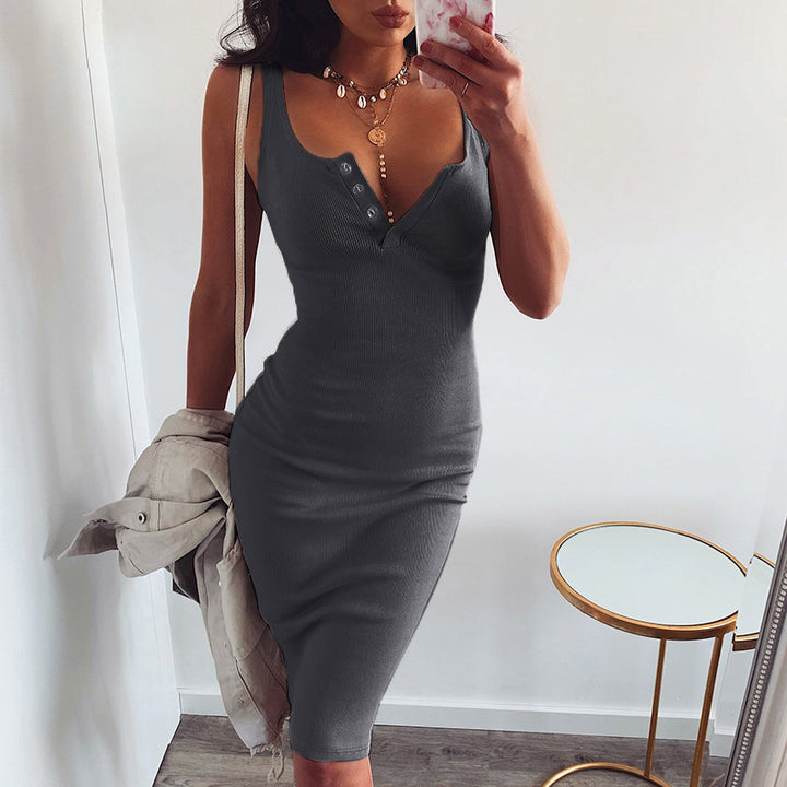 Dame Ribstrik Bodycon Midi Kjole Stilla