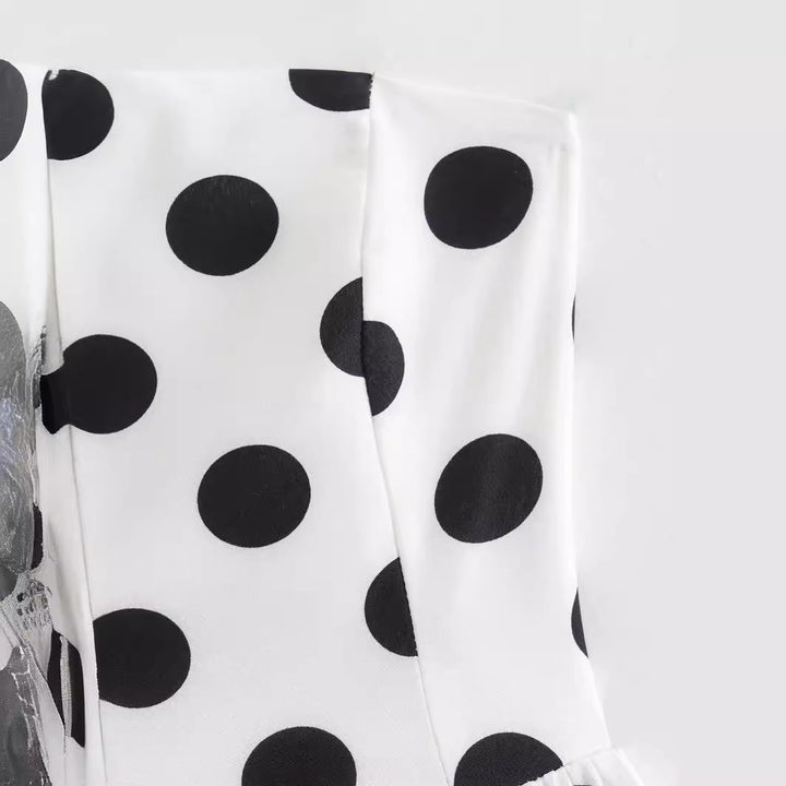 Dame Utan Bår Polka Dot Udvidet Kjole Stilla