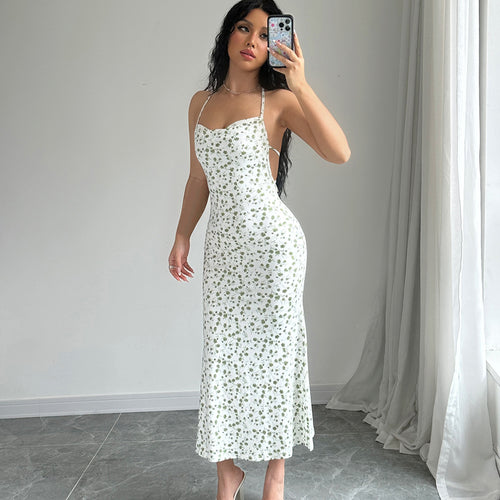 Dame Elegant sommerkjole med blomster mønster og halterneck top Stilla