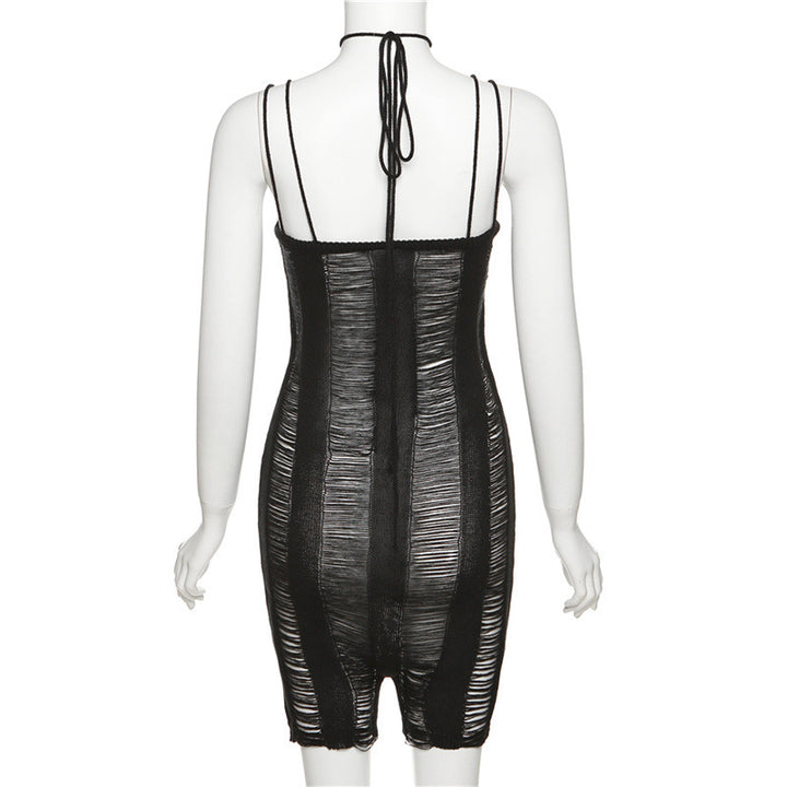 Dame Bodycon Jumpsuit med ribbet look og elegante stropper Skovae