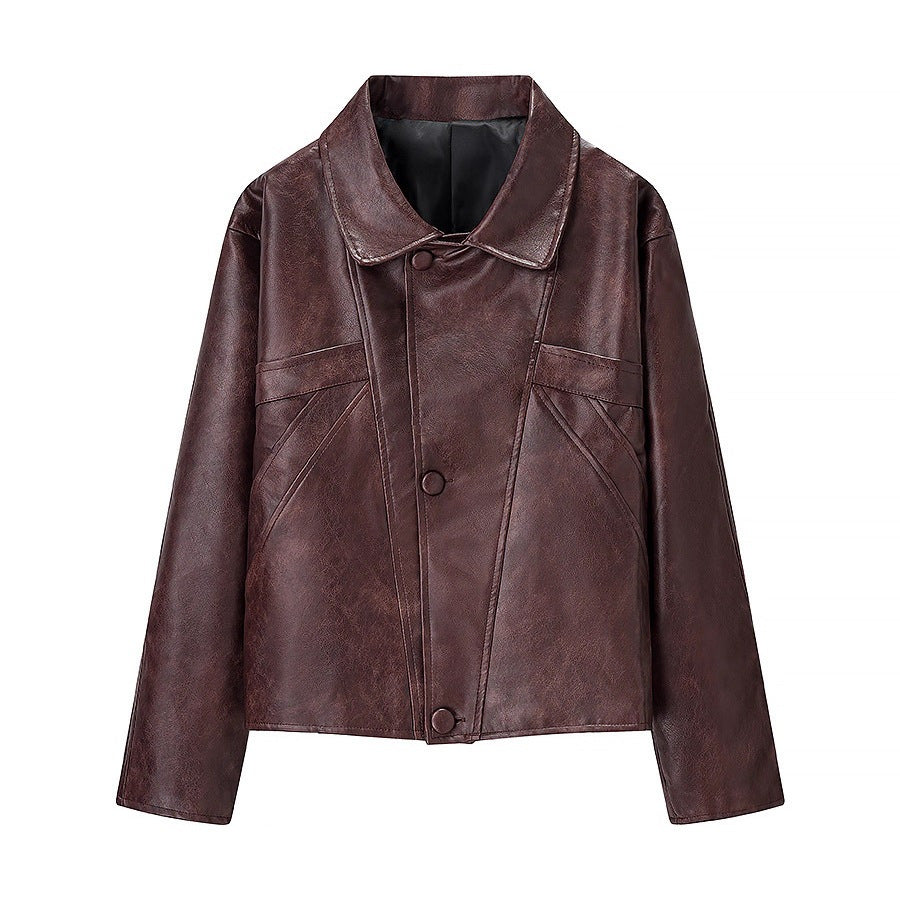Damernes kunstlæderjakke med moderne snit og praktiske lommer Stilla