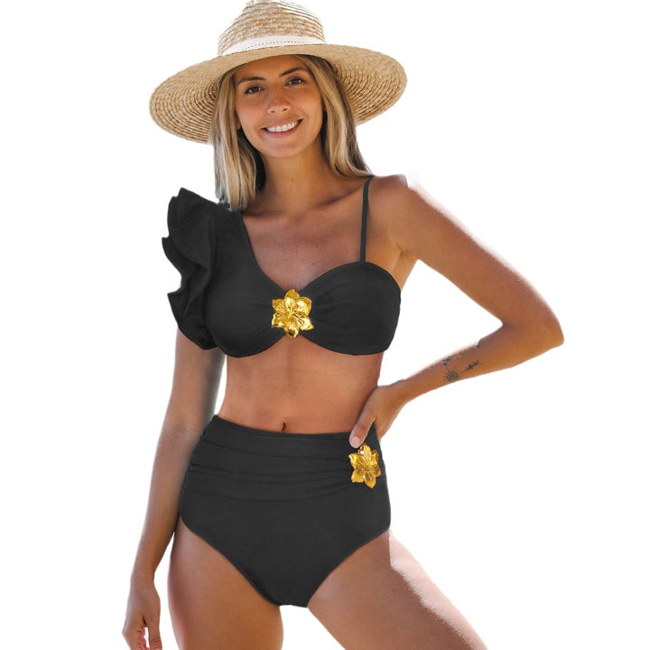 Dame bikini-sæt med raffineret ruffle-design og blomsterdetalje Stilla