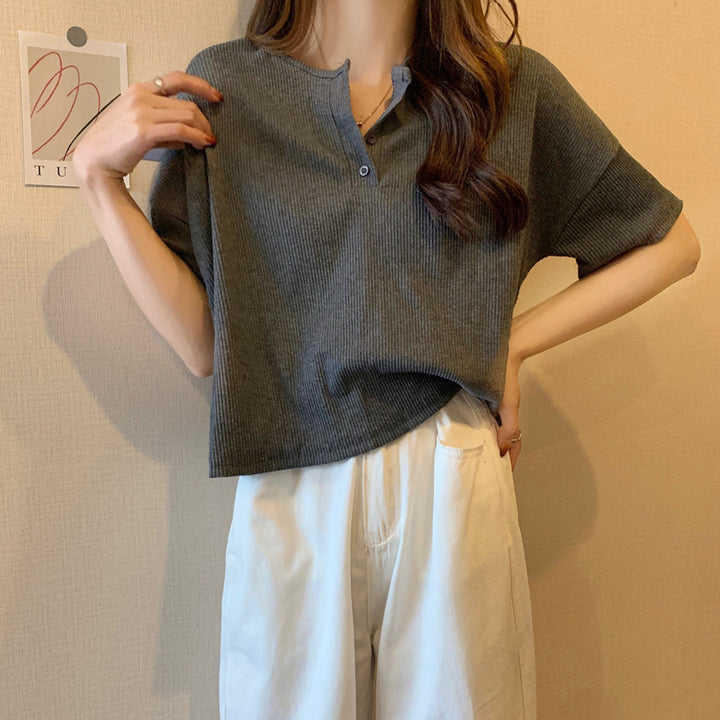 Femme Relaxed Fit Kortærmet Henley Top Stilla