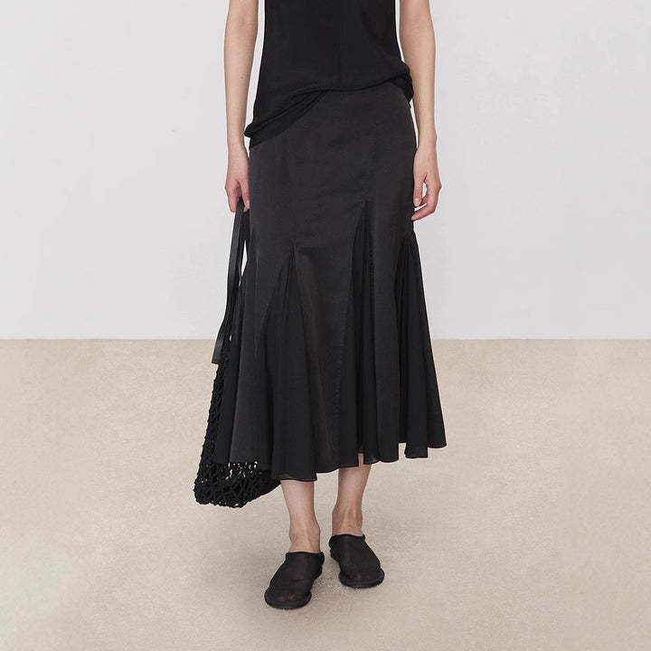 Kvinders Flydende Maxi Nederdel med Elegante Plisseringer