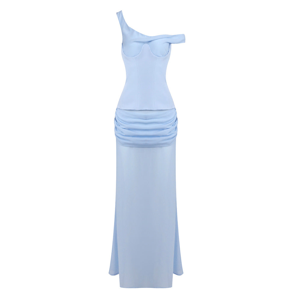 Damer Elegant Maxikjole med asymmetrisk design og raffinerede draperinger Skovae