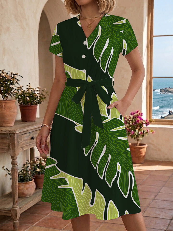 Dame Midi-kjole med blomstret design og behagelig pasform Skovae