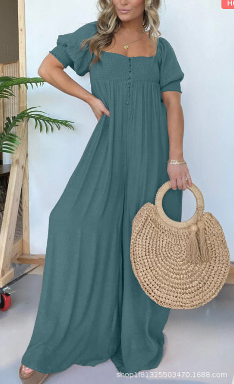 Dame Relaxed Fit Maxikjole med Puffærmer Stilla