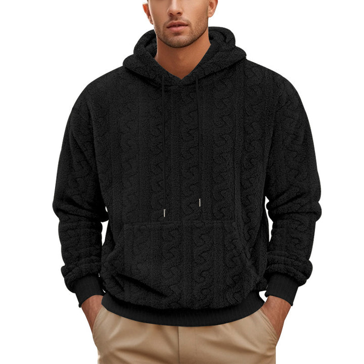 Herre hættetrøje i blød fleece med struktureret design Stilla