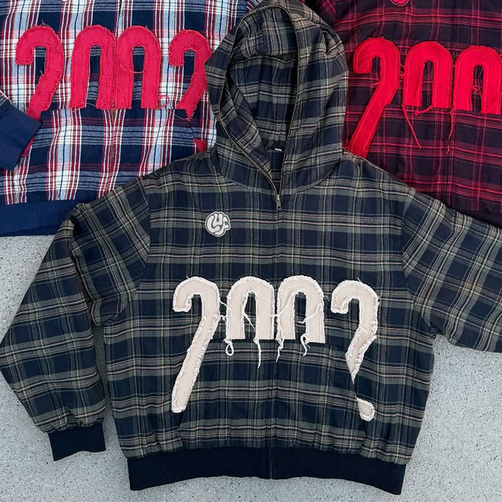 Kvinders afslappede hoodie bluse med ternet mønster og voluminøse ærmer Stilla