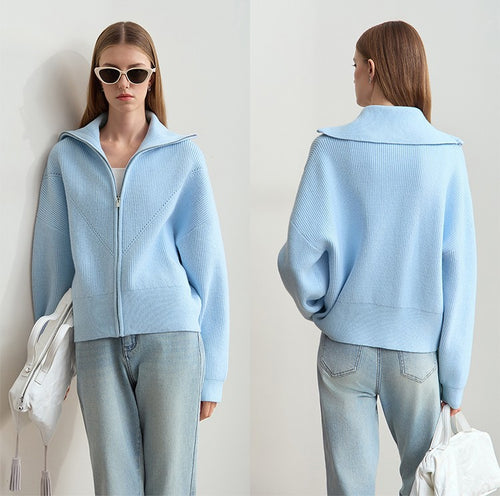 Dame mode oversized hoodie med lynlås Stilla