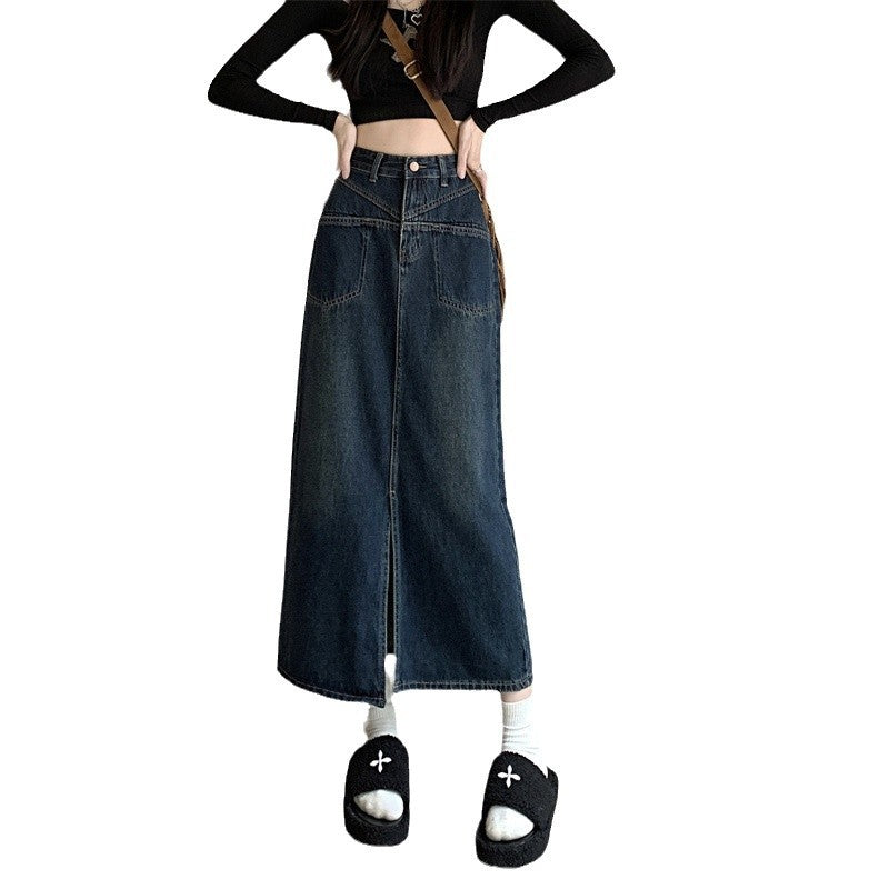 Dame Jeans Nederdel med Høj Slid Stilla