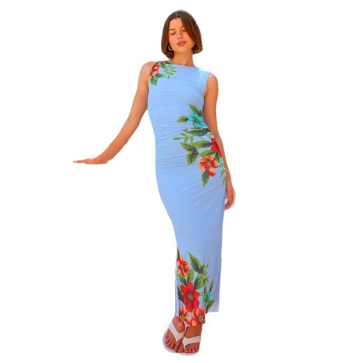 Dame Elegant Maxikjole med blomstret design og tætsiddende snit Stilla
