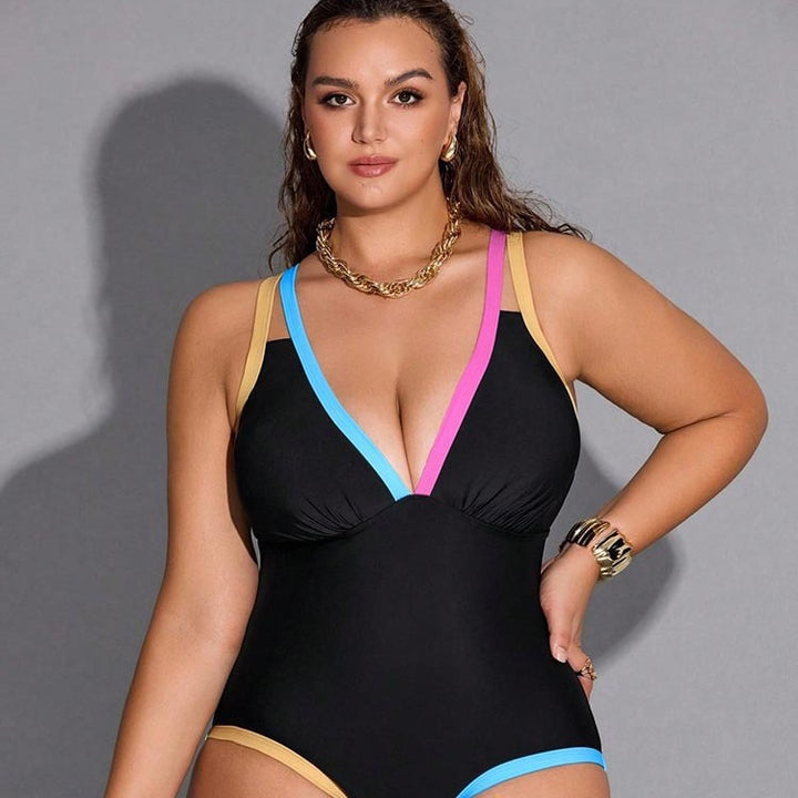 Damer one-piece badedragt med fashionabel farveblok-design Skovae