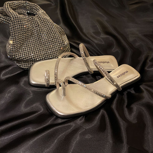Dame elegante remsandaler med strassaccenter Stilla