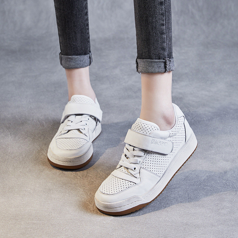 Herre perforerede læder sport sneakers med velcro Stilla