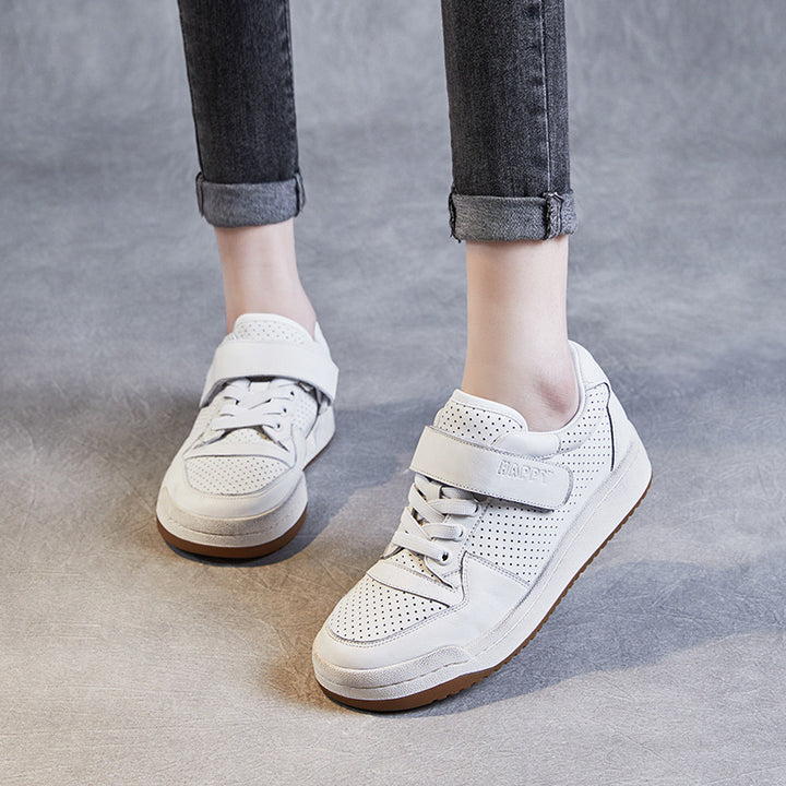 Herre perforerede læder sport sneakers med velcro Stilla