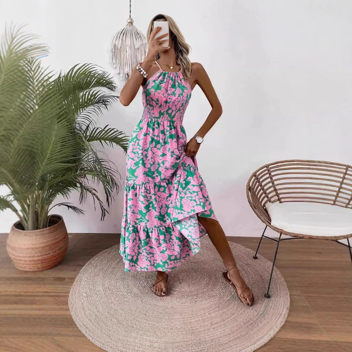 Dame Langlaget Kjole med blomstret Design og elastisk Talje Stilla
