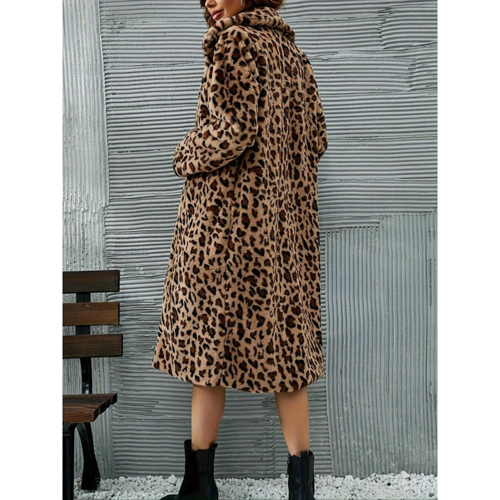 Damer Lang frakke Leopard-print Künstlertæppe Stilla