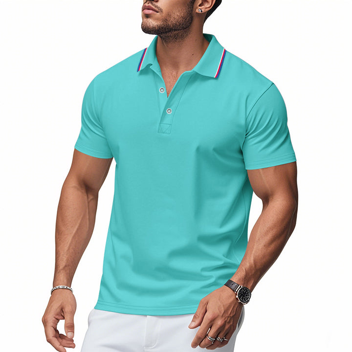 Herre Poloshirt med kontrasterende striber og moderne krave Stilla