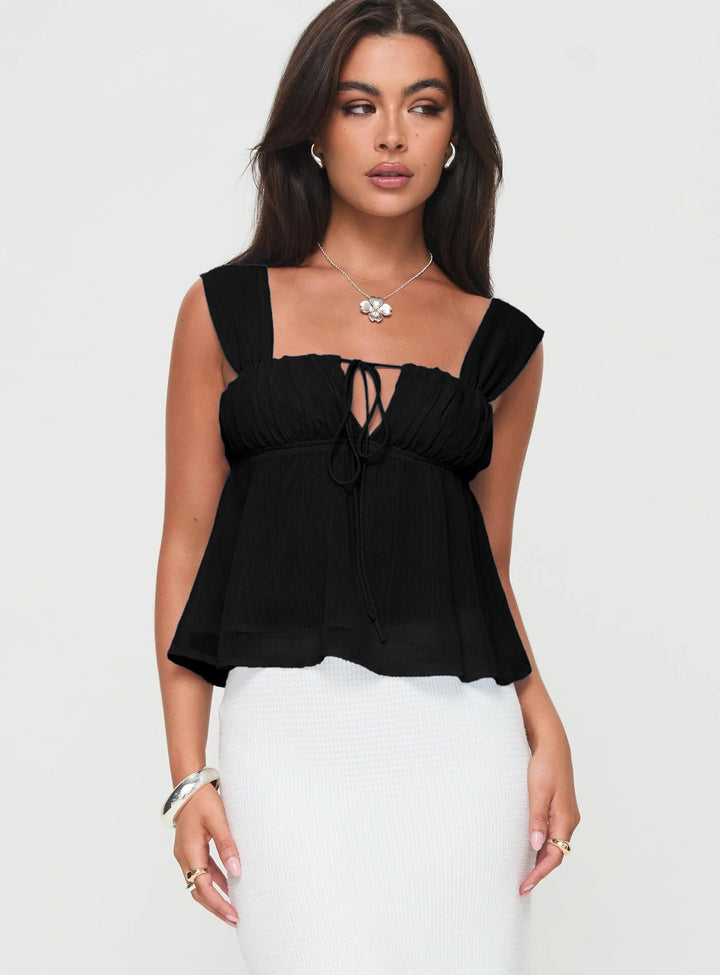 Dame luftig sommer top med raffineret ruffles design Skovae