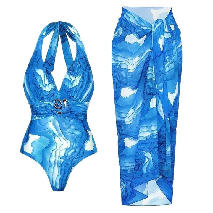 Dame Halterneck Monokini med Sarong-Wrapper Stilla
