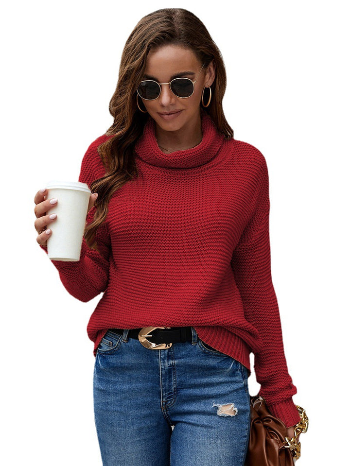 Dame strikket sweater med høj krave og struktureret design Stilla