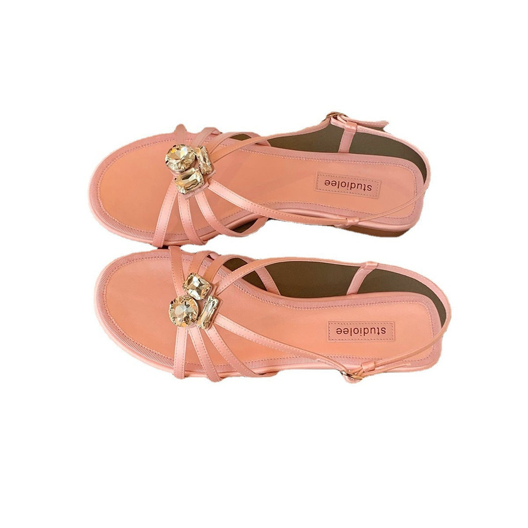 Dame sandaler med remme og strass dekorationer Stilla