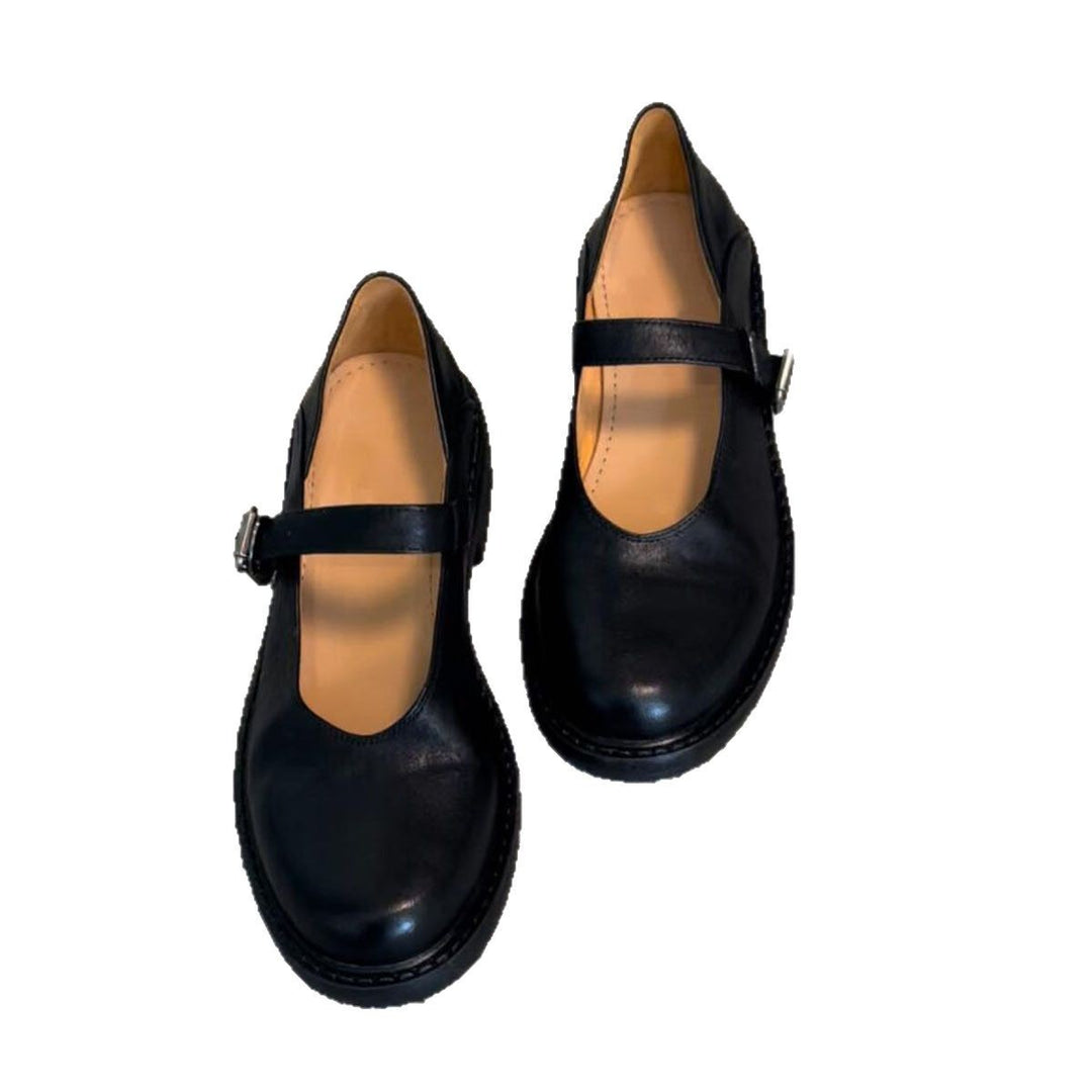 Dame Klassiske Læder Mary Jane Ballerinas med Justerbar Spænde Stilla
