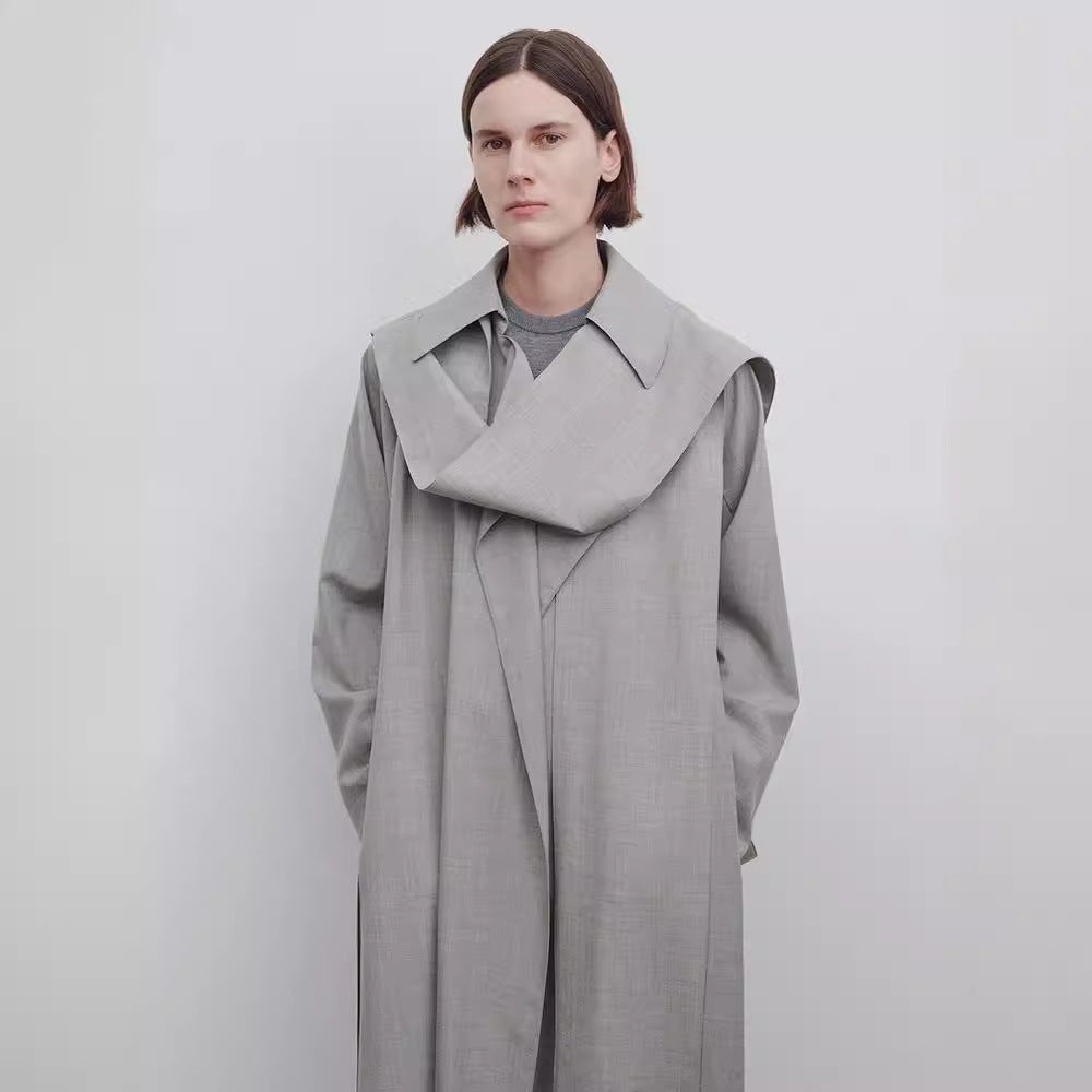 Kvinder Lang Oversized Trench Coat med Bred Krave Stilla